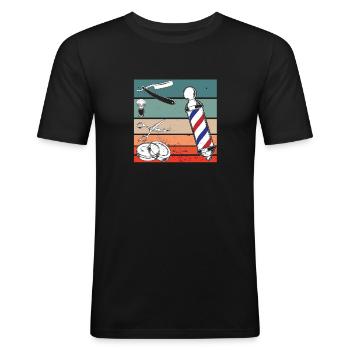 Coiffeur Coiffeur et Barbier - T-shirt près du corps Homme - noir - Devant - Nik (191cm)