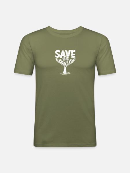 Rettet die Wale - Wal - Männer Slim Fit T-Shirt - Khaki Grün