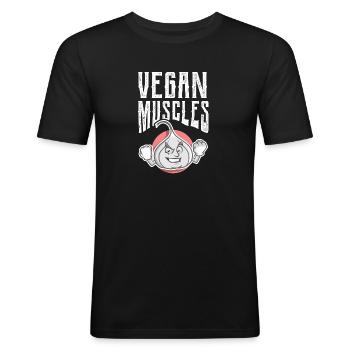 Vegan muscles - Men's Slim Fit T-Shirt - black - Front - Nik (191cm)