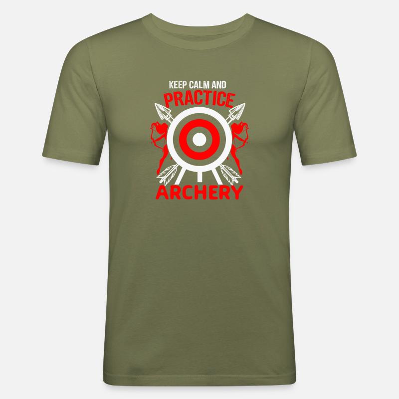 Archer Keep practicing, archery - Men's Slim Fit T-Shirt - khaki green