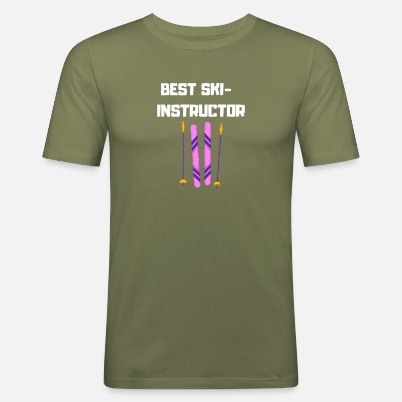 Bester Ski Lehrer - Männer Slim Fit T-Shirt - Khaki Grün