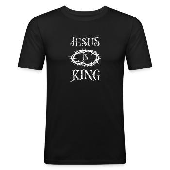 Jésus est Roi - croyance - T-shirt près du corps Homme - noir - Devant - Nik (191cm)