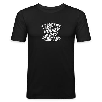 Je pratique 40 heures par jour #lingling - musicien - T-shirt près du corps Homme - noir - Devant - Nik (191cm)