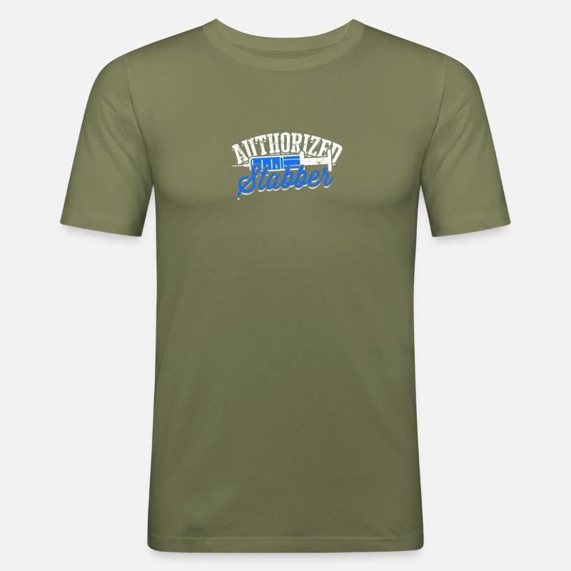 Autorisierter Messerstecher - Phlebotomie - Männer Slim Fit T-Shirt - Khaki Grün