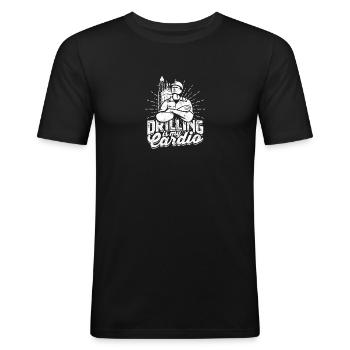 Bohren ist mein Cardio - Ölfeld - Männer Slim Fit T-Shirt - Schwarz - Vorne - Nik (191cm)