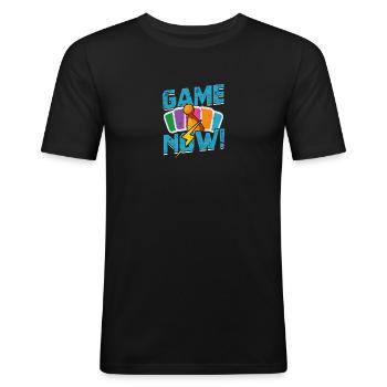 Jouez maintenant! - Jeux de société - T-shirt près du corps Homme - noir - Devant - Nik (191cm)