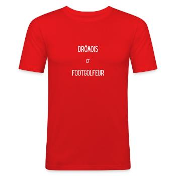 Drômois et Footgolfeur - T-shirt près du corps Homme - rouge - Devant - Jaron (178cm)