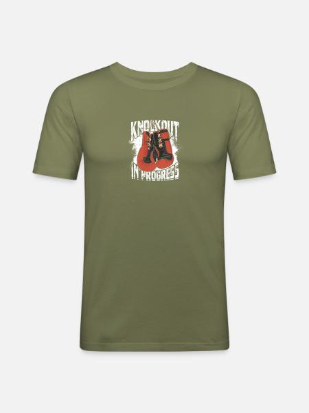 Knockout in progress - Boxen - Männer Slim Fit T-Shirt - Khaki Grün