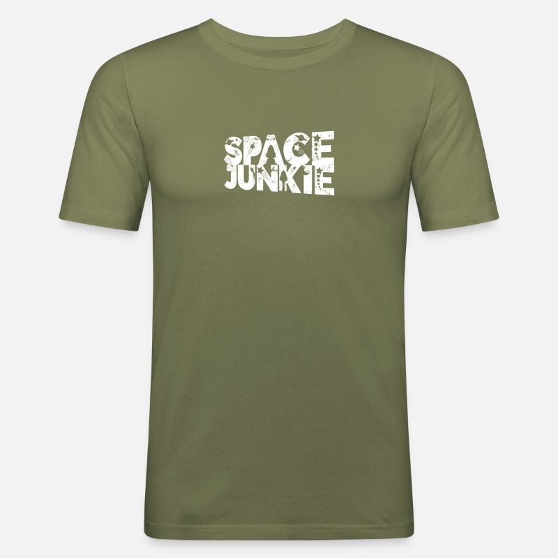 Space Junkie - Space - Männer Slim Fit T-Shirt - Khaki Grün