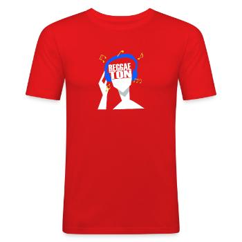 Mes écouteurs ne jouent que du reggaeton - T-shirt près du corps Homme - rouge - Devant - Jaron (178cm)