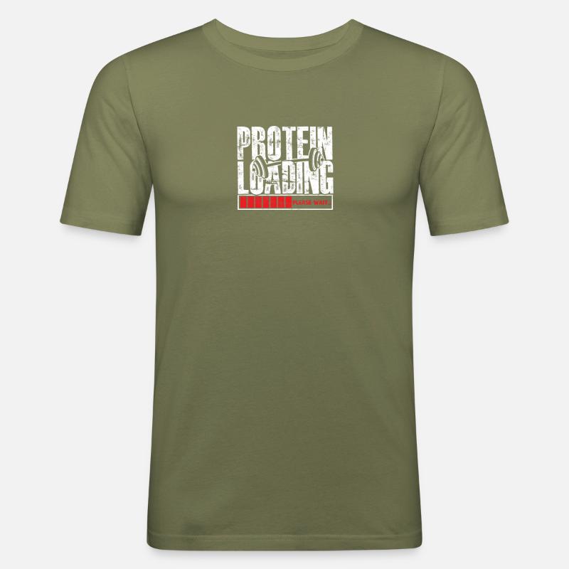 Protein Loading...Please Wait - Protein - Men's Slim Fit T-Shirt - khaki green