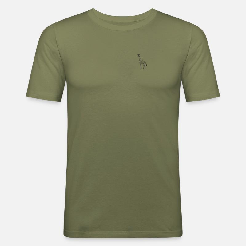 Polygon Giraffe Funny Minimalism Geometry - - Männer Slim Fit T-Shirt - Khaki Grün