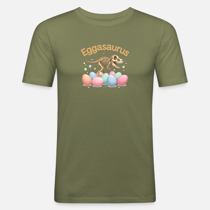 Eggasaurus Ostern Stegosaurus Dinosaurier - Männer Slim Fit T-Shirt - Khaki Grün