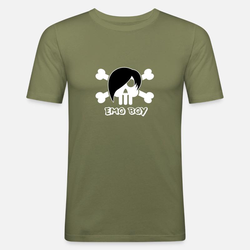 Emo junge - Männer Slim Fit T-Shirt - Khaki Grün