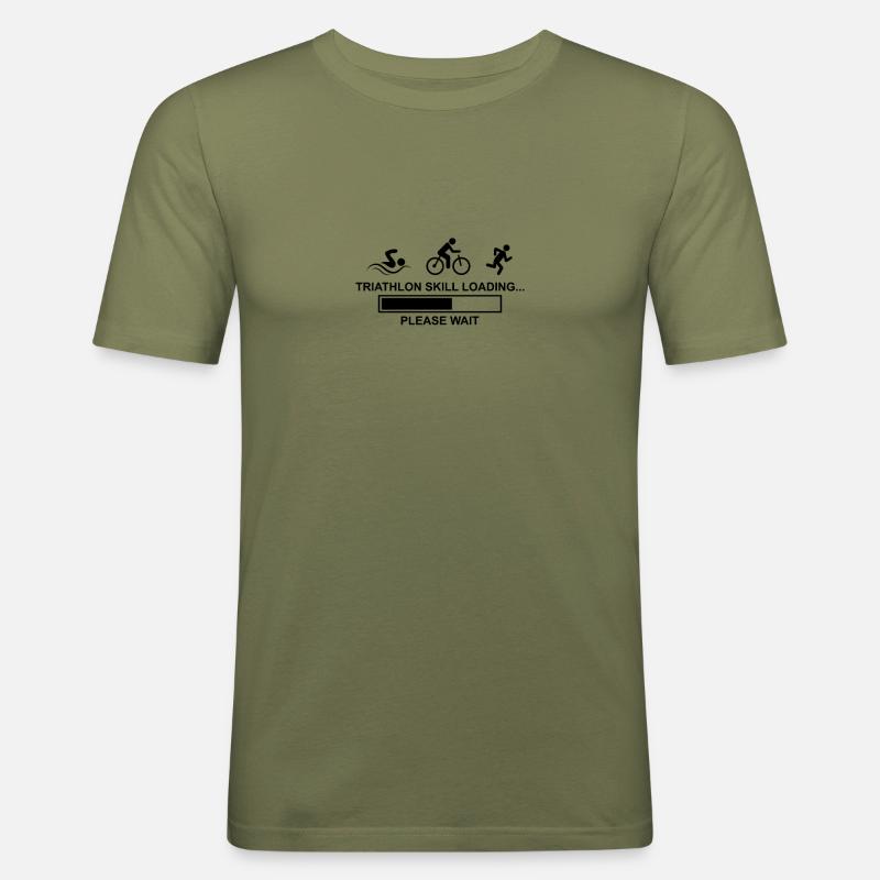 Triathlon skill loading... please wait - Männer Slim Fit T-Shirt - Khaki Grün