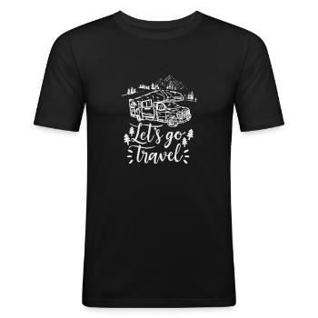 Cool Camper, RV, Camping-car, Carvan Slogan Shirt - T-shirt près du corps Homme - noir - Devant - Nik (191cm)