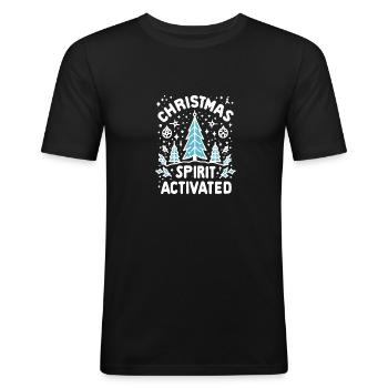 de Noël activé - T-shirt près du corps Homme - noir - Devant - Nik (191cm)