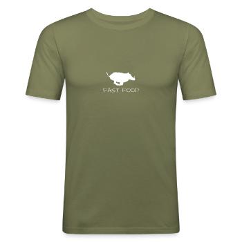 FAST FOOD - Limited Edition Wildschwein - Männer Slim Fit T-Shirt - Khaki Grün - Vorne - Jaron (178cm)