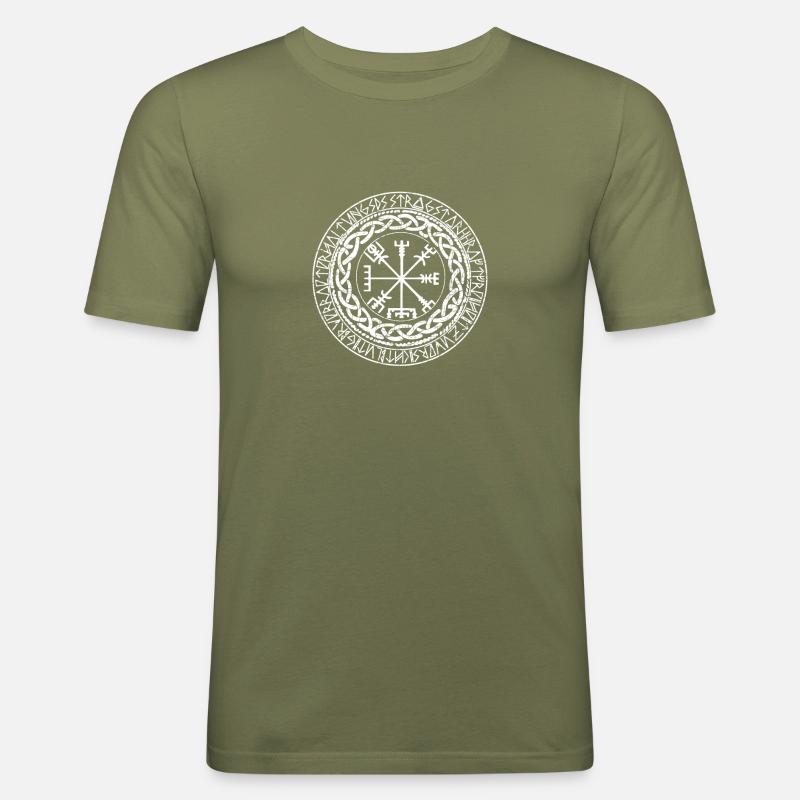 vikinger compass - Männer Slim Fit T-Shirt - Khaki Grün