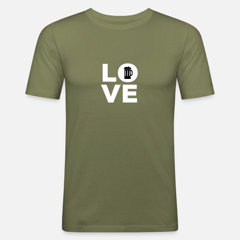 BIER LIEBE Geschenkidee Männer - Männer Slim Fit T-Shirt - Khaki Grün
