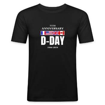 Débarquement de Normandie 75e anniversaire Hommes Femmes - T-shirt près du corps Homme - noir - Devant - Nik (191cm)