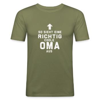 So sieht eine Richtig Coole OMA aus - Männer Slim Fit T-Shirt - Khaki Grün - Vorne - Jaron (178cm)