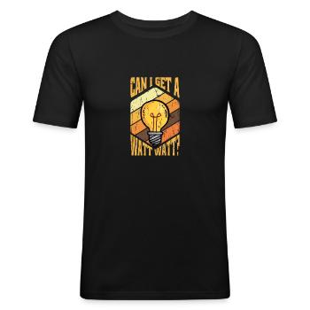 Kann ich ein Watt Watt bekommen - Elektroinstallation - Männer Slim Fit T-Shirt - Schwarz - Vorne - Nik (191cm)