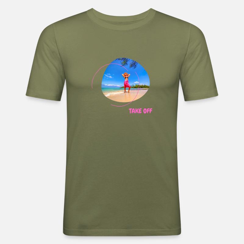 Take off - Männer Slim Fit T-Shirt - Khaki Grün