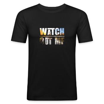 Watch out M*f - Men's Slim Fit T-Shirt - black - Front - Nik (191cm)