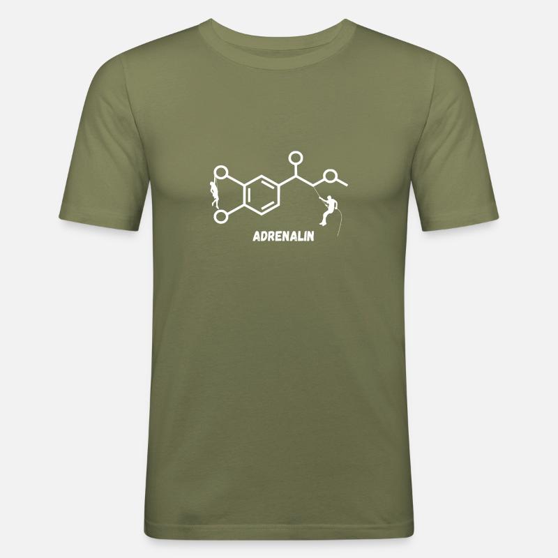 Adrenalin Strukturformel mit Kletterer - Männer Slim Fit T-Shirt - Khaki Grün