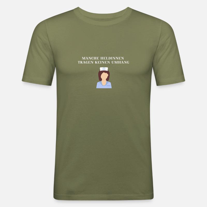 Krankenschwester Geschenkidee Heldin Arbeit Beruf - Männer Slim Fit T-Shirt - Khaki Grün