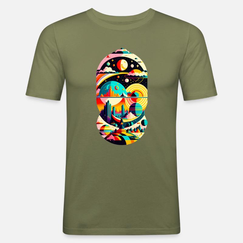 Cosmic Landscape 01 - Männer Slim Fit T-Shirt - Khaki Grün