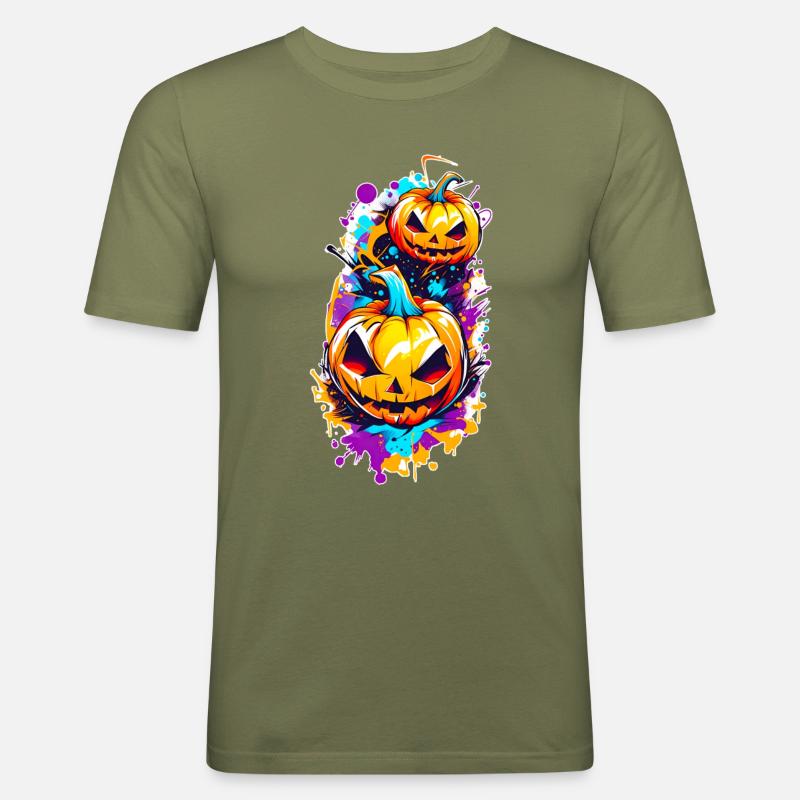 Jack o Lantern 01 - Männer Slim Fit T-Shirt - Khaki Grün