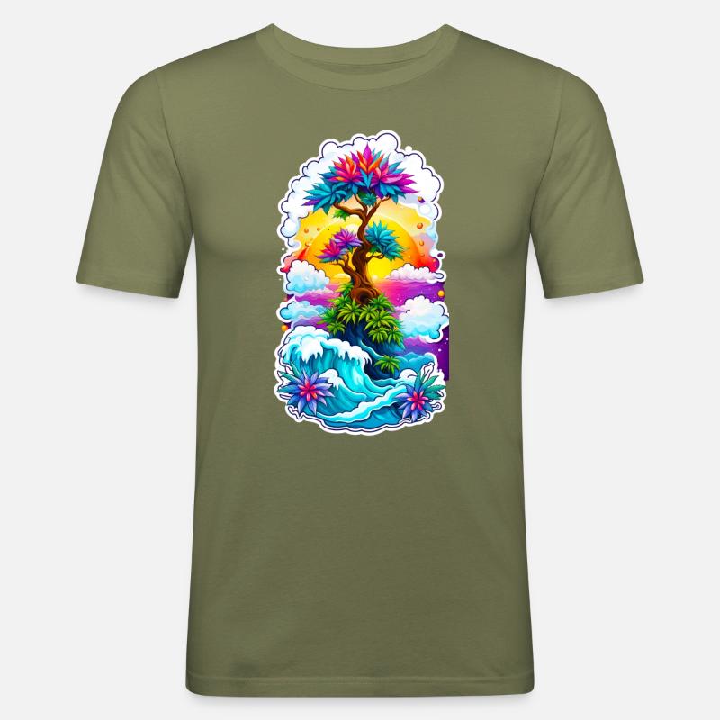 High waves 03 - Männer Slim Fit T-Shirt - Khaki Grün