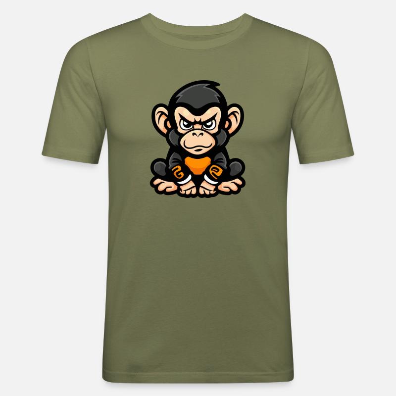 Monkey Comic - Men's Slim Fit T-Shirt - khaki green