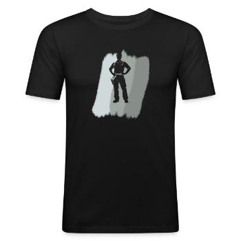 Outils de plombier - T-shirt près du corps Homme - noir - Devant - Nik (191cm)