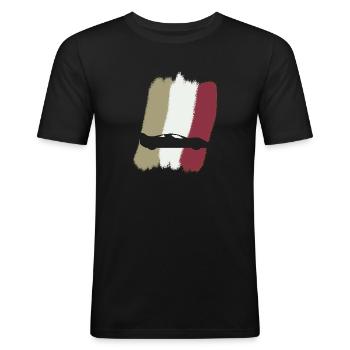 Voiture de course automobile - T-shirt près du corps Homme - noir - Devant - Nik (191cm)