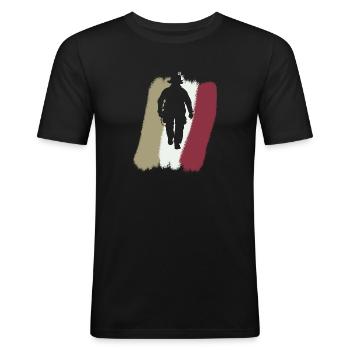 Pompiers Pompier Volontaire - T-shirt près du corps Homme - noir - Devant - Nik (191cm)