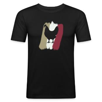 Poulet Volaille Poalier - T-shirt près du corps Homme - noir - Devant - Nik (191cm)