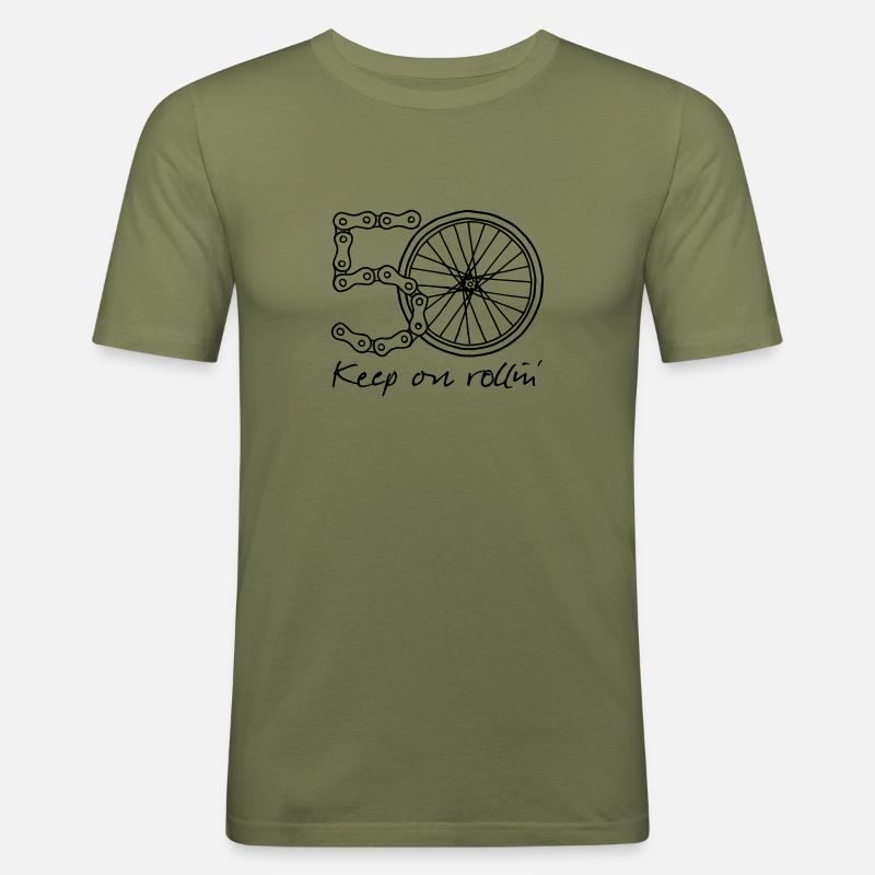 50 - keep on rollin' - Männer Slim Fit T-Shirt - Khaki Grün