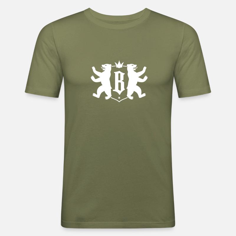 Berlin City - 2 Bears Special - Obcisła koszulka męska - zieleń khaki