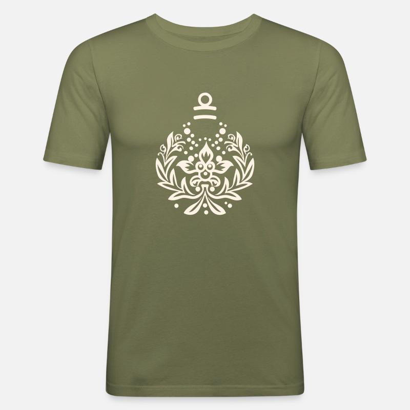 Weihnachtskugel Ornament - Männer Slim Fit T-Shirt - Khaki Grün