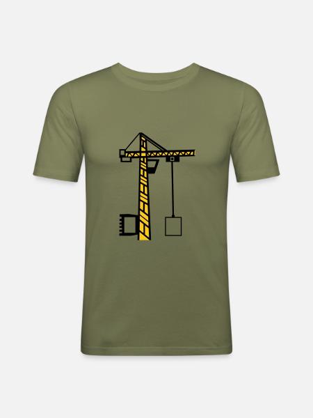 Construction crane crane Hebekran construction - Men's Slim Fit T-Shirt - khaki green
