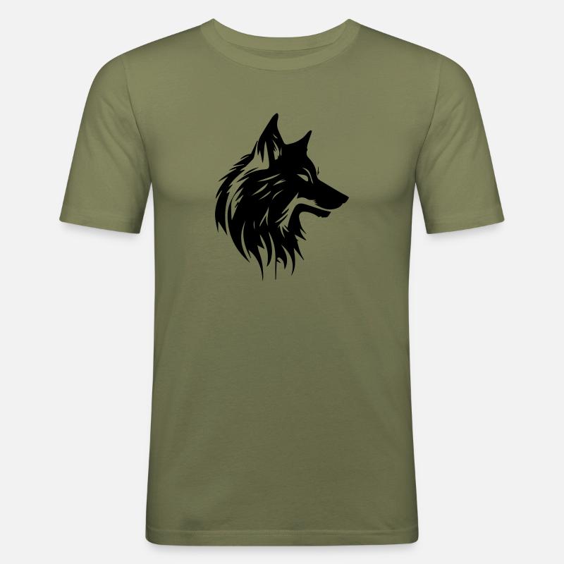 Wolf - Männer Slim Fit T-Shirt - Khaki Grün