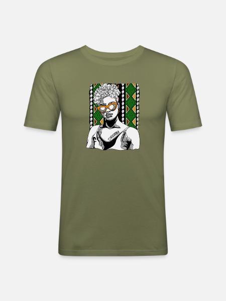 Frau Mit Kizomba-tattoo - Männer Slim Fit T-Shirt - Khaki Grün