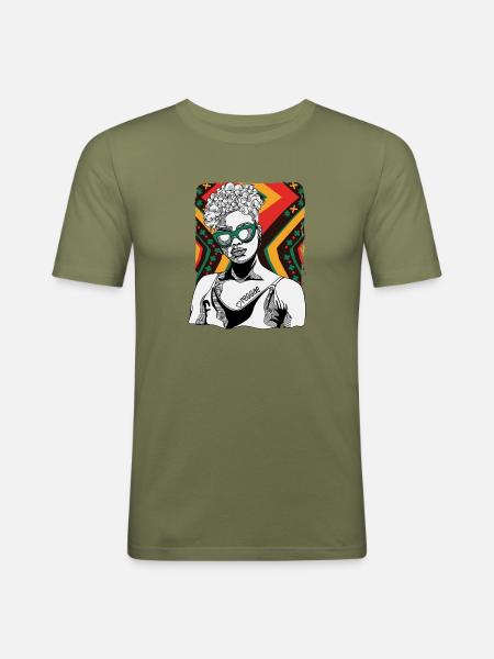 Frau Mit Reggae-tattoo - Männer Slim Fit T-Shirt - Khaki Grün