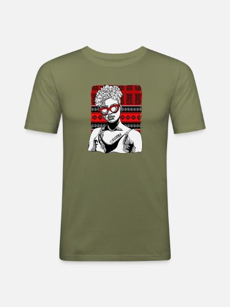 Frau Mit Kizomba-tattoo - Männer Slim Fit T-Shirt - Khaki Grün