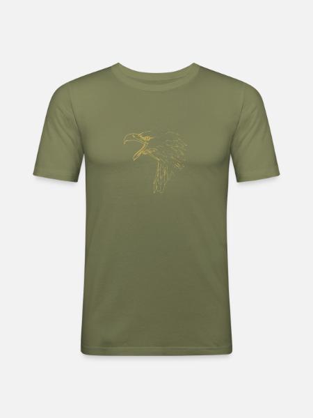 Illustrated designs with eagle - Men's Slim Fit T-Shirt - khaki green