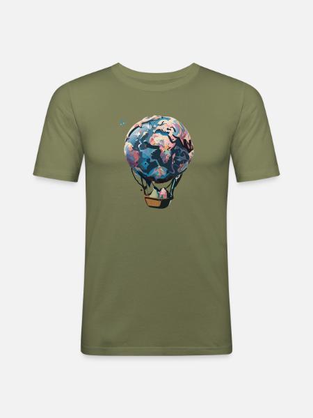 World Balloon - Men's Slim Fit T-Shirt - khaki green