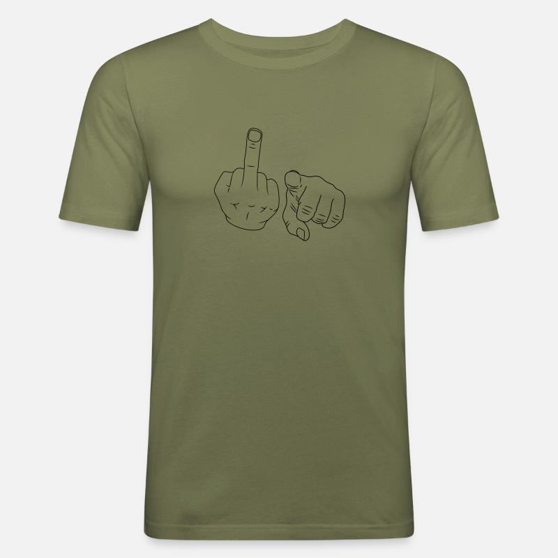 Mittelfinger - Männer Slim Fit T-Shirt - Khaki Grün